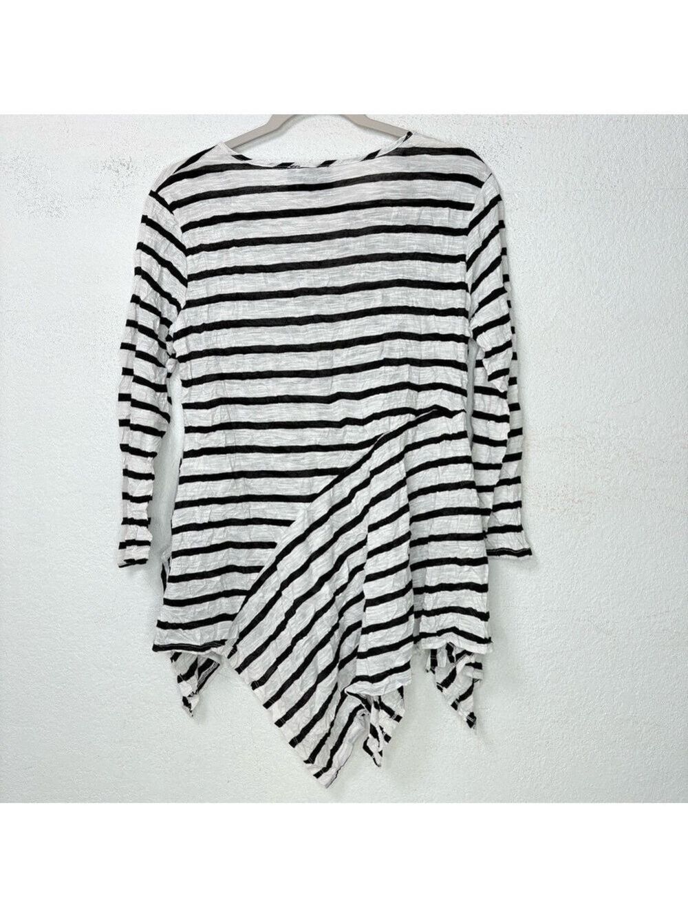 Vecceli Italy Lagenlook Asymmetrical Hem Stripe Tunic Top Fairy Grunge L - Picture 3 of 10